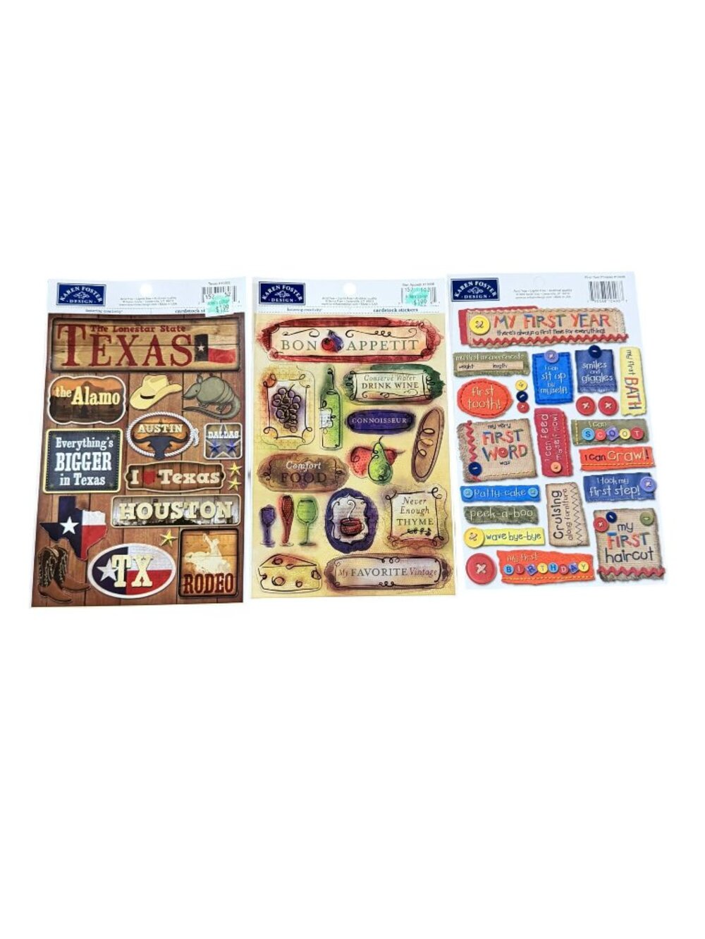 Karen Foster Design Cardstock Stickers Texas Bon Appetit First Year Scrapbooking